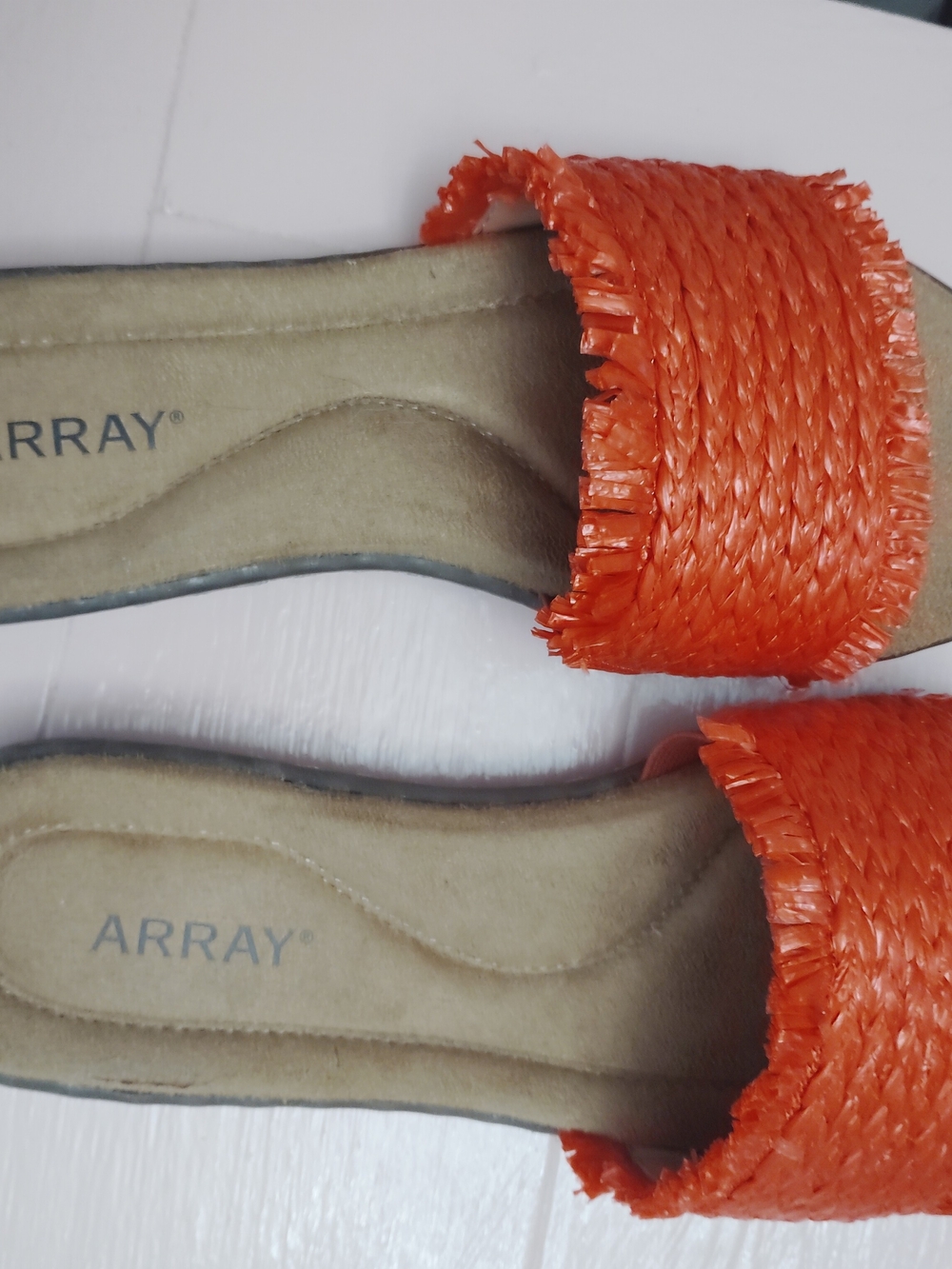 ARRAY Red Braided Slide Mules